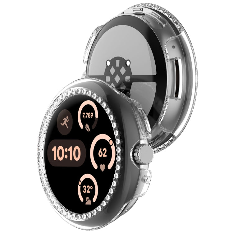 For Google Pixel Watch Diamond Electroplated PC Half Coverage Watch Protective Case