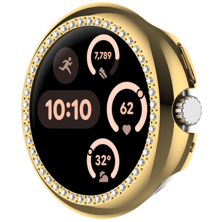 For Google Pixel Watch 3 45mm Diamond Electroplated PC Half Coverage Watch Protective Case
