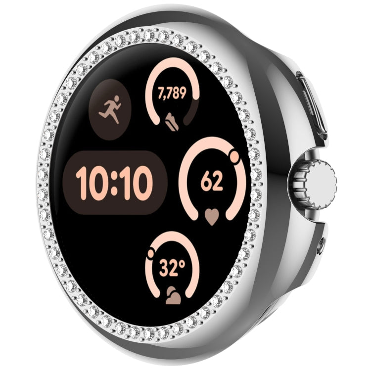 For Google Pixel Watch 3 45mm Diamond Electroplated PC Half Coverage Watch Protective Case