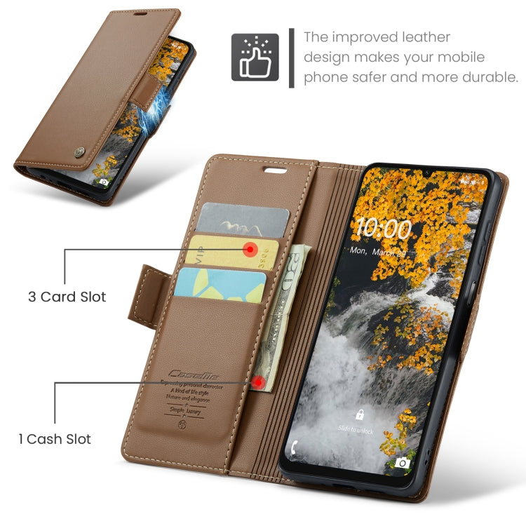 For Samsung Galaxy A07 / A06 CaseMe 023 Butterfly Buckle Litchi Texture RFID Anti-theft Leather Phone Case