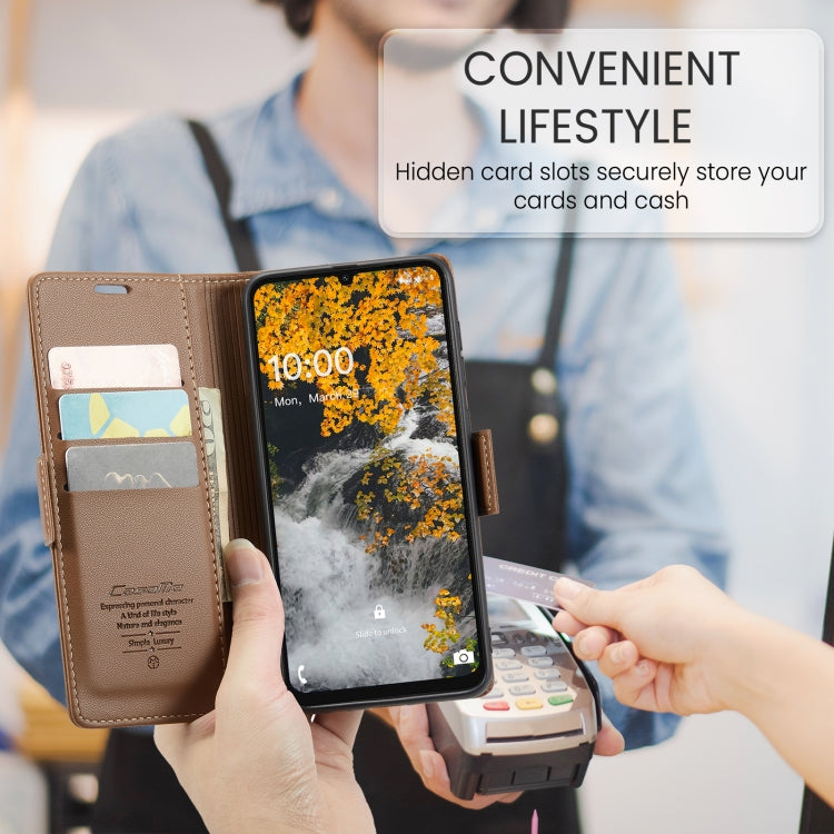 For Samsung Galaxy A07 / A06 CaseMe 023 Butterfly Buckle Litchi Texture RFID Anti-theft Leather Phone Case