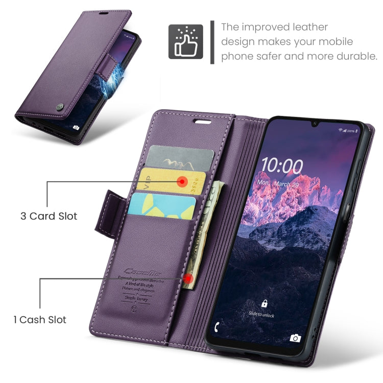 For Samsung Galaxy A07 / A06 CaseMe 023 Butterfly Buckle Litchi Texture RFID Anti-theft Leather Phone Case
