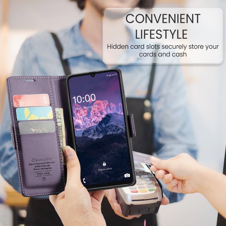 For Samsung Galaxy A07 / A06 CaseMe 023 Butterfly Buckle Litchi Texture RFID Anti-theft Leather Phone Case