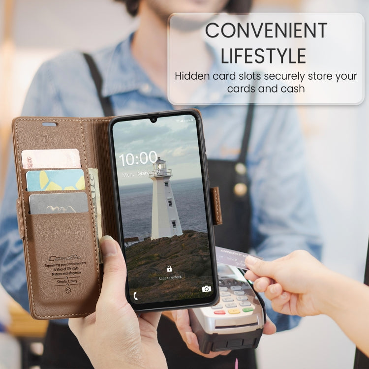 For Samsung Galaxy A16 5G CaseMe 023 Butterfly Buckle Litchi Texture RFID Anti-theft Leather Phone Case