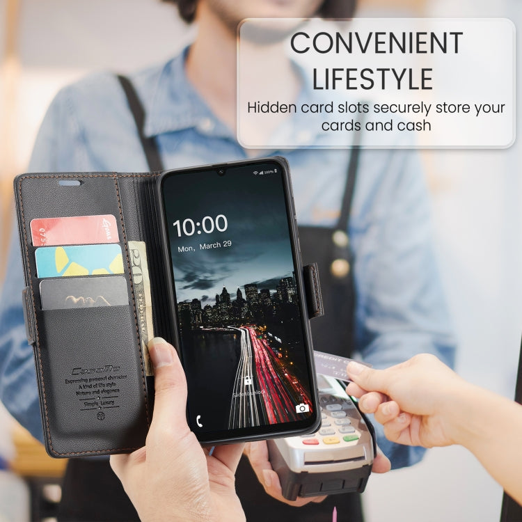 For Samsung Galaxy A16 5G CaseMe 023 Butterfly Buckle Litchi Texture RFID Anti-theft Leather Phone Case