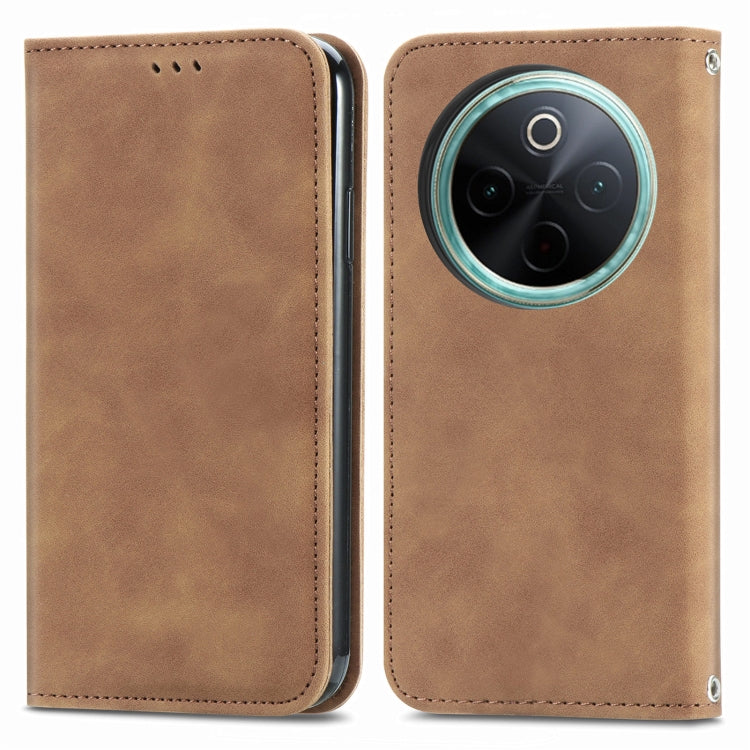 For vivo Y300 Pro Retro Skin Feel Magnetic Flip Leather Phone Case
