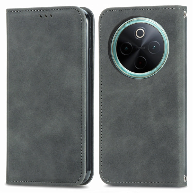 For vivo Y300 Pro Retro Skin Feel Magnetic Flip Leather Phone Case