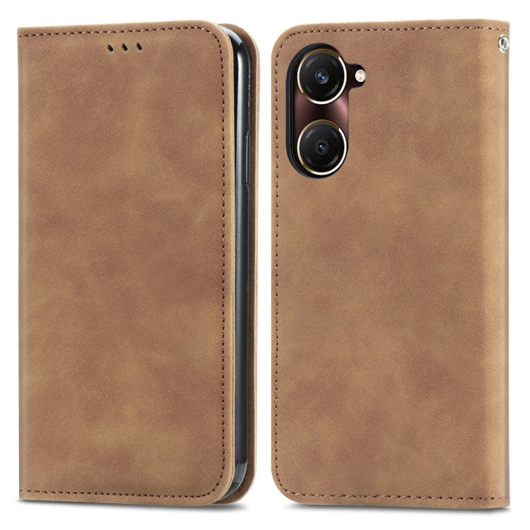 For vivo Y37 Retro Skin Feel Magnetic Flip Leather Phone Case