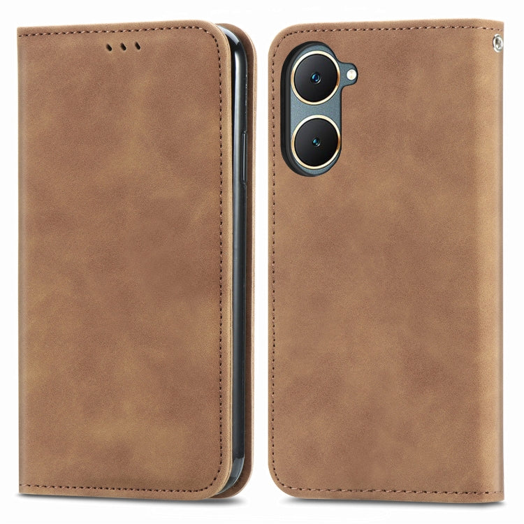 For vivo Y18e Retro Skin Feel Magnetic Flip Leather Phone Case