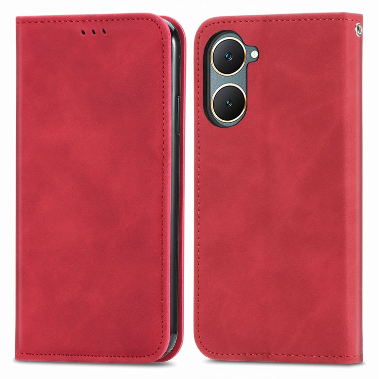For vivo Y18e Retro Skin Feel Magnetic Flip Leather Phone Case