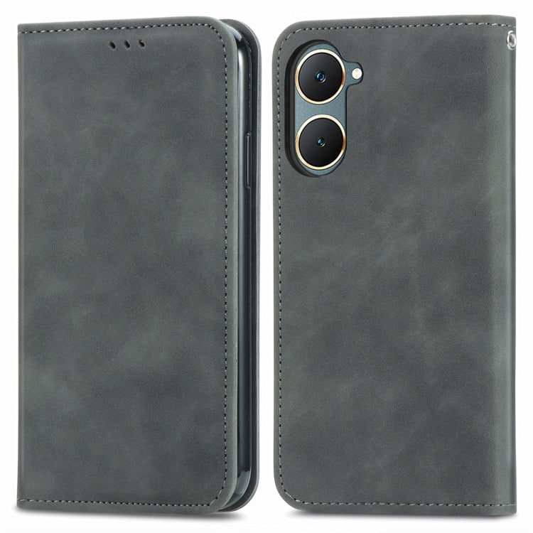 For vivo Y18e Retro Skin Feel Magnetic Flip Leather Phone Case