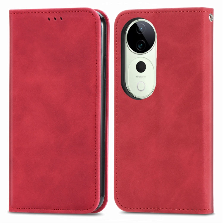 For vivo T3 Ultra Retro Skin Feel Magnetic Flip Leather Phone Case