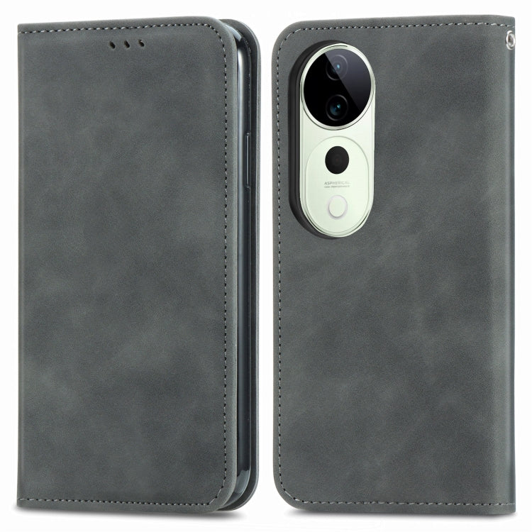 For vivo T3 Ultra Retro Skin Feel Magnetic Flip Leather Phone Case