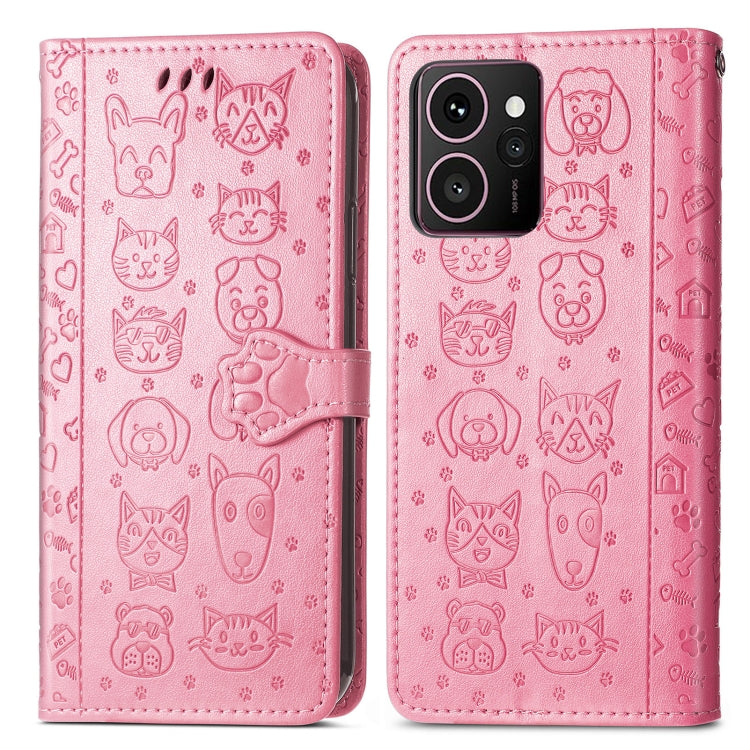 For HMD Skyline Cat and Dog Embossed Leather Phone Case