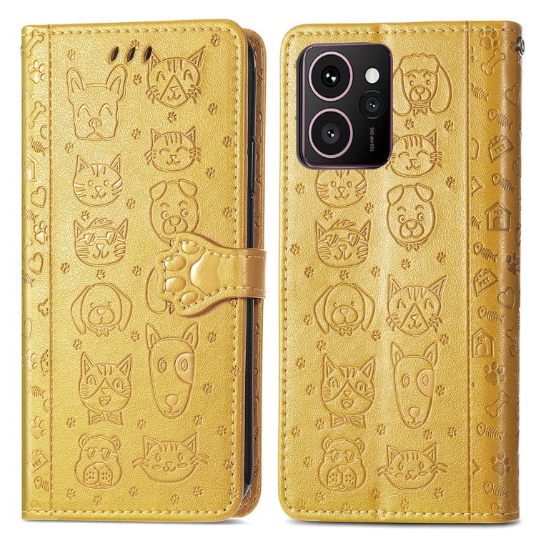 For HMD Skyline Cat and Dog Embossed Leather Phone Case