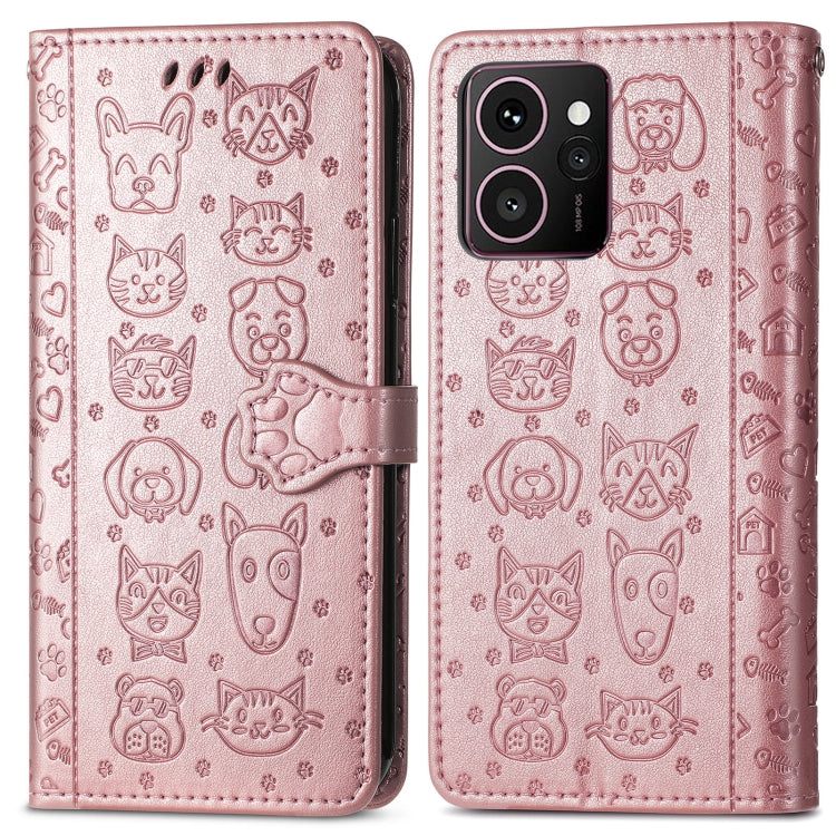 For HMD Skyline Cat and Dog Embossed Leather Phone Case