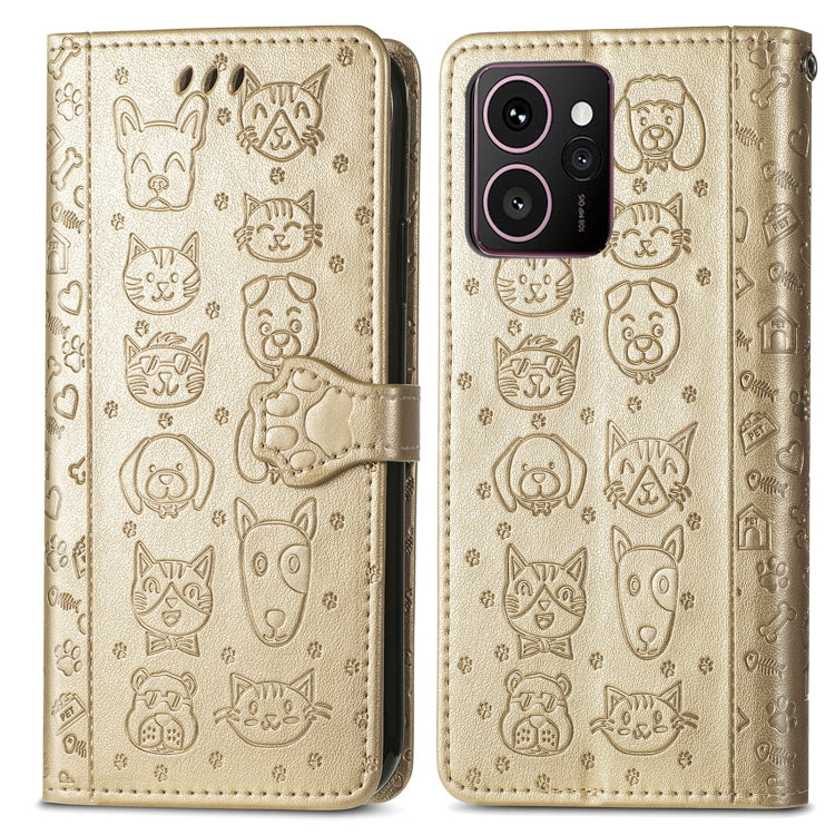 For HMD Skyline Cat and Dog Embossed Leather Phone Case