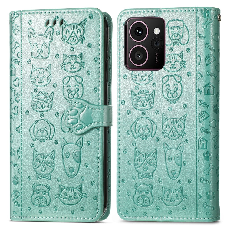 For HMD Skyline Cat and Dog Embossed Leather Phone Case