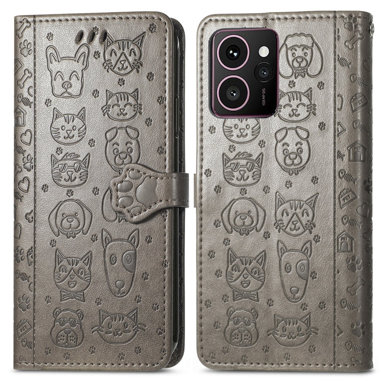 For HMD Skyline Cat and Dog Embossed Leather Phone Case