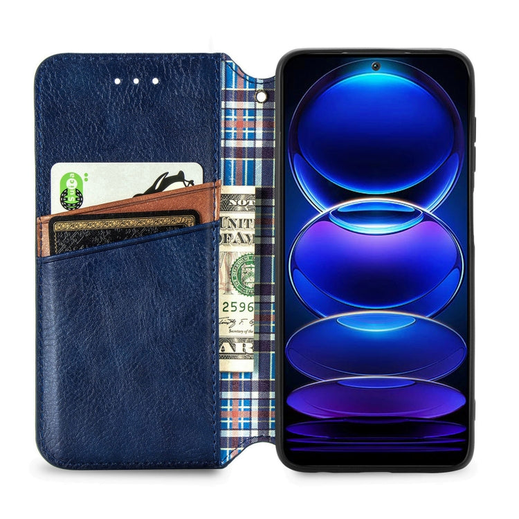 For HMD Skyline Cubic Grid Pressed Magnetic Leather Phone Case