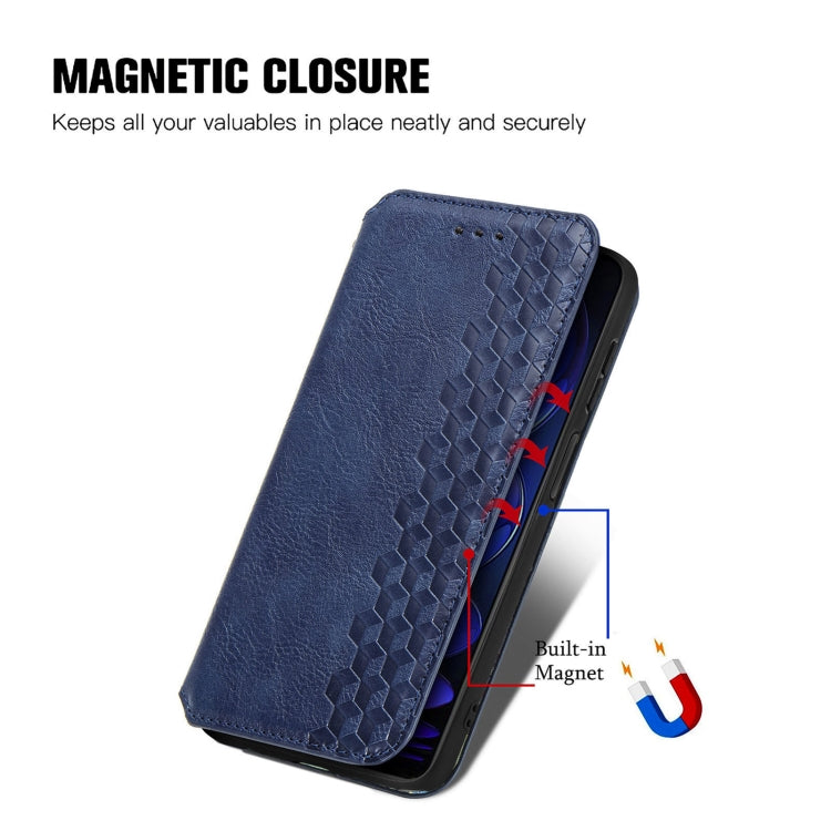 For HMD Skyline Cubic Grid Pressed Magnetic Leather Phone Case