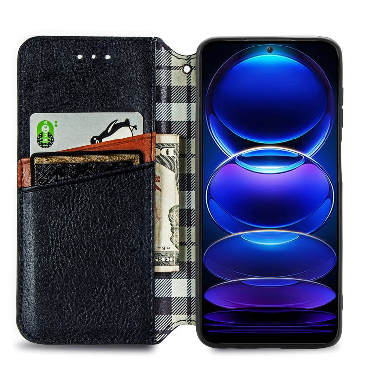 For HMD Skyline Cubic Grid Pressed Magnetic Leather Phone Case
