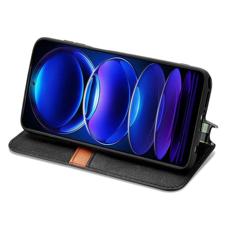 For HMD Skyline Cubic Grid Pressed Magnetic Leather Phone Case