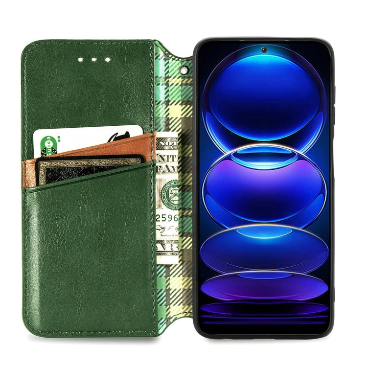For HMD Skyline Cubic Grid Pressed Magnetic Leather Phone Case