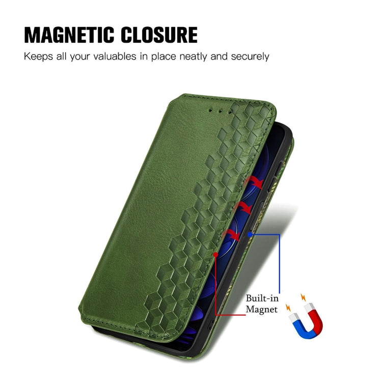 For HMD Skyline Cubic Grid Pressed Magnetic Leather Phone Case
