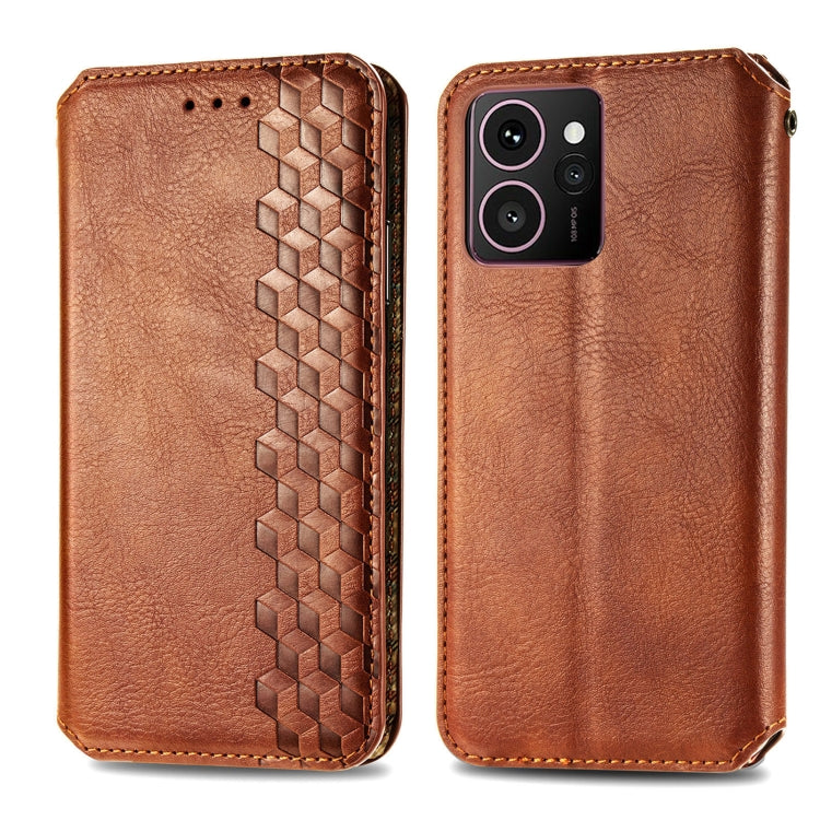 For HMD Skyline Cubic Grid Pressed Magnetic Leather Phone Case