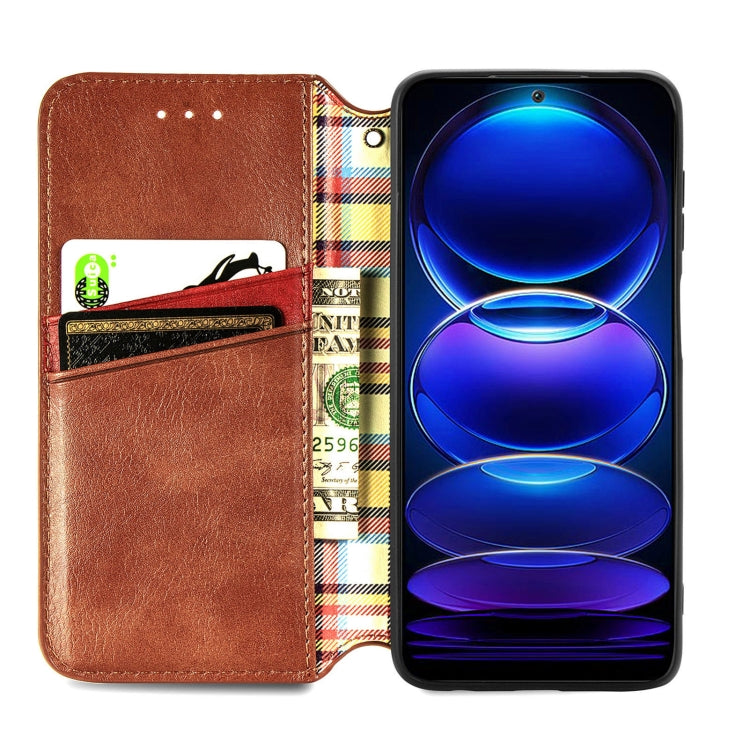 For HMD Skyline Cubic Grid Pressed Magnetic Leather Phone Case