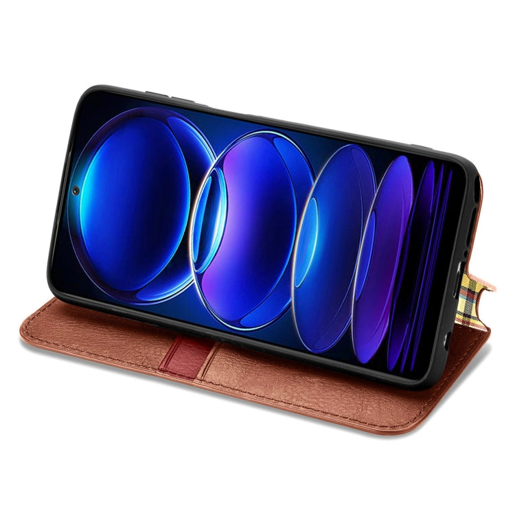 For HMD Skyline Cubic Grid Pressed Magnetic Leather Phone Case