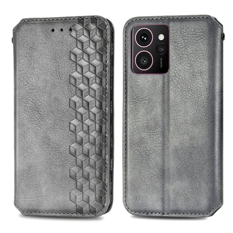 For HMD Skyline Cubic Grid Pressed Magnetic Leather Phone Case