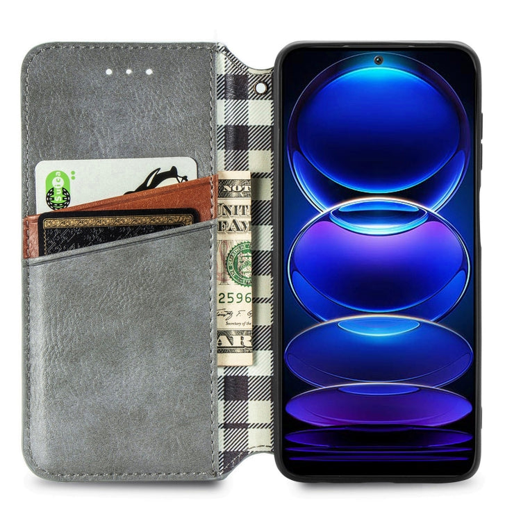 For HMD Skyline Cubic Grid Pressed Magnetic Leather Phone Case