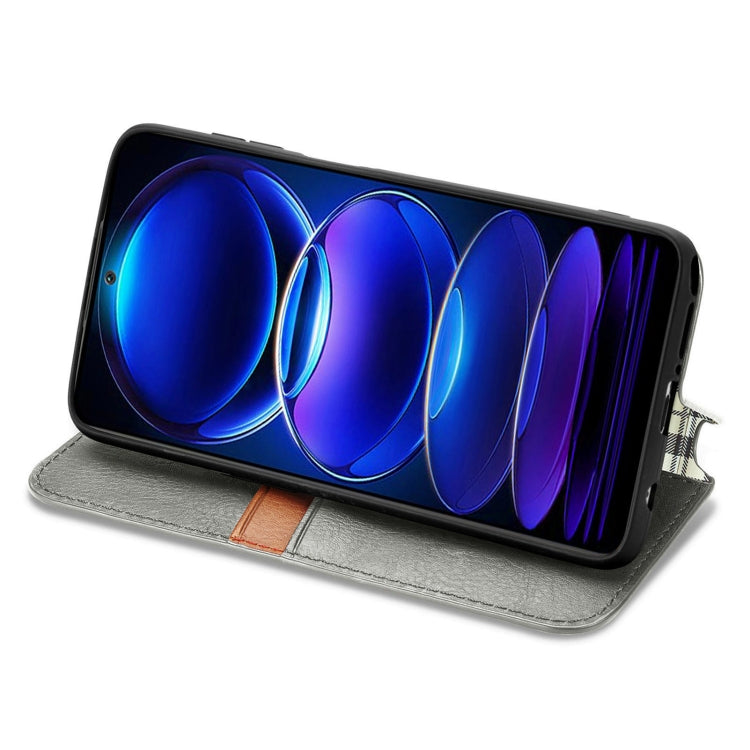For HMD Skyline Cubic Grid Pressed Magnetic Leather Phone Case