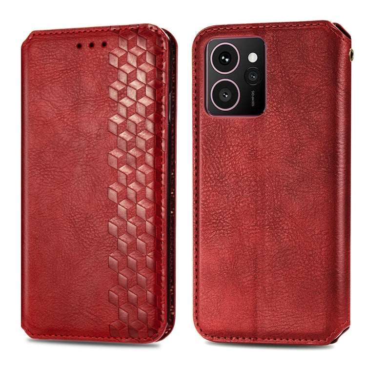 For HMD Skyline Cubic Grid Pressed Magnetic Leather Phone Case