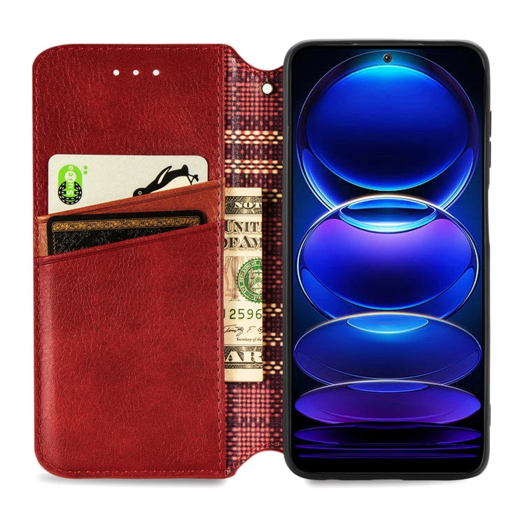 For HMD Skyline Cubic Grid Pressed Magnetic Leather Phone Case