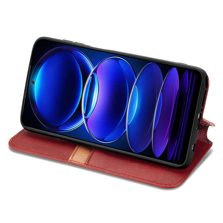 For HMD Skyline Cubic Grid Pressed Magnetic Leather Phone Case
