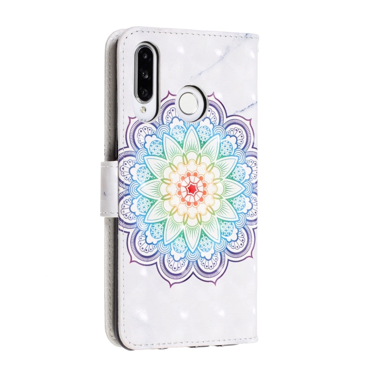 3D Visual Painting Left And Right Open Leather Case for Huawei P30 Lite&Nova 4E , With Bracket & Card Slot & Wallet & Bracelet