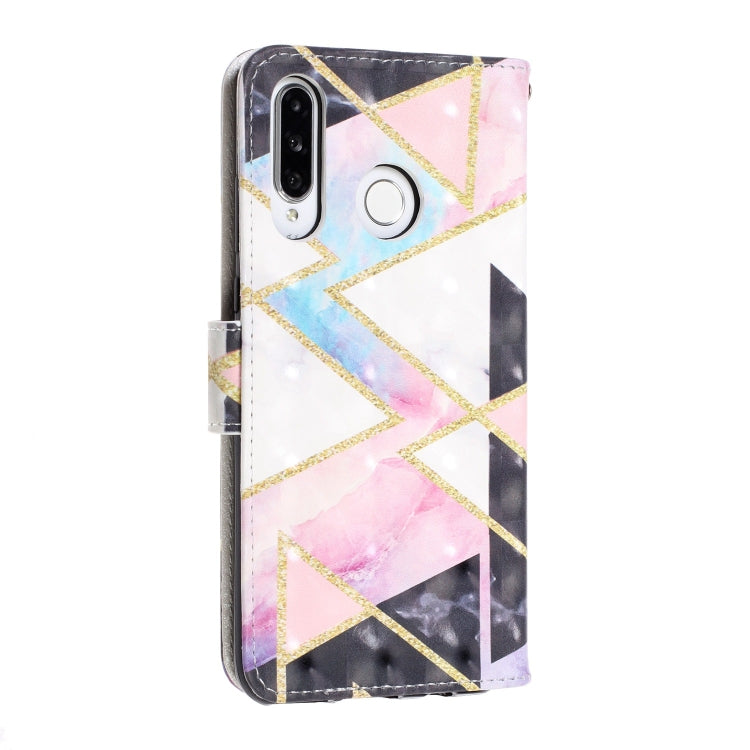 3D Visual Painting Left And Right Open Leather Case for Huawei P30 Lite&Nova 4E , With Bracket & Card Slot & Wallet & Bracelet
