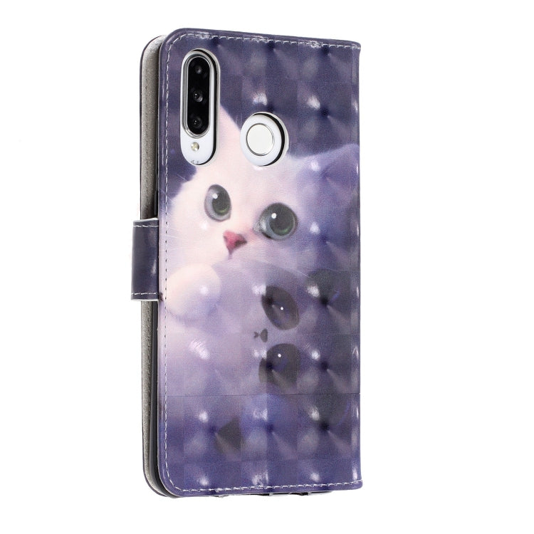 3D Visual Painting Left And Right Open Leather Case for Huawei P30 Lite&Nova 4E , With Bracket & Card Slot & Wallet & Bracelet