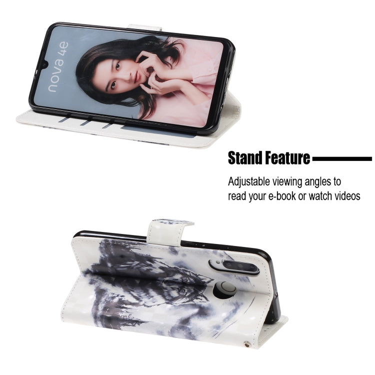 3D Visual Painting Left And Right Open Leather Case for Huawei P30 Lite&Nova 4E , With Bracket & Card Slot & Wallet & Bracelet
