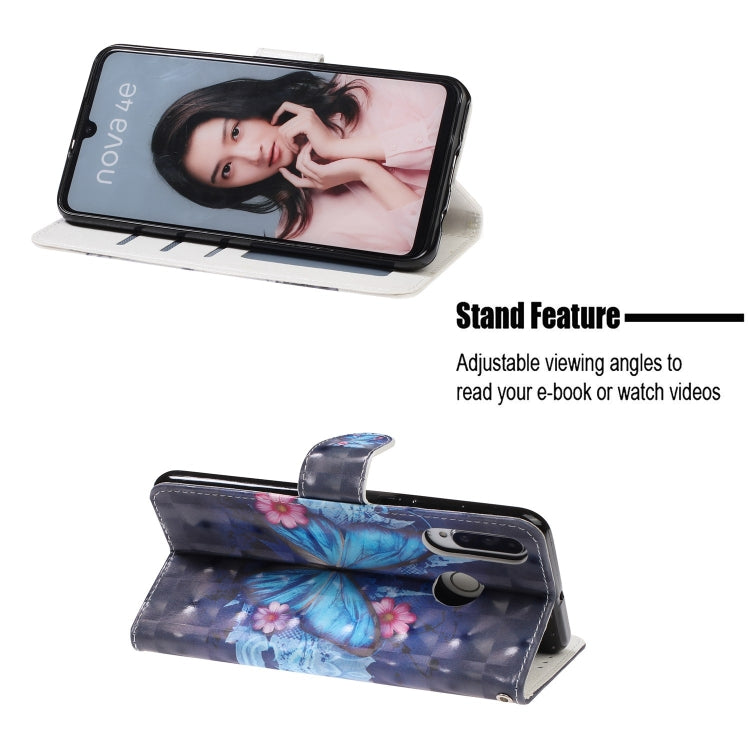 3D Visual Painting Left And Right Open Leather Case for Huawei P30 Lite&Nova 4E , With Bracket & Card Slot & Wallet & Bracelet