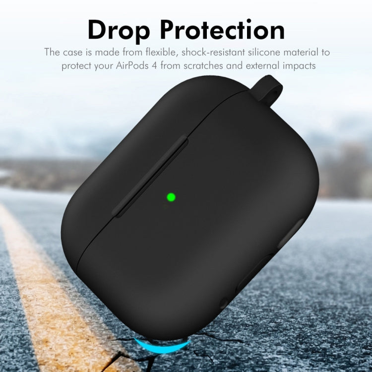 For Apple AirPods 4 2024 ENKAY Hat-Prince Thickened Silicone Case with Hook and Anti-lost Silicone Earbuds