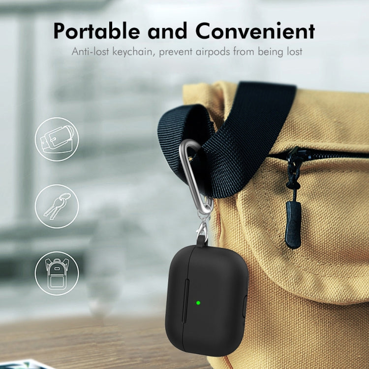 For Apple AirPods 4 2024 ENKAY Hat-Prince Thickened Silicone Case with Hook and Anti-lost Silicone Earbuds