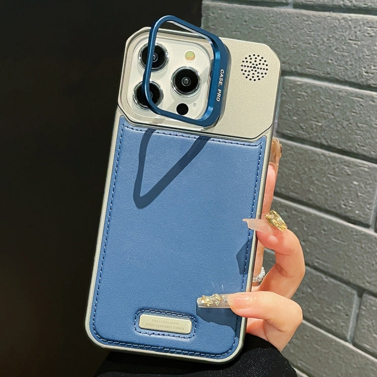 For iPhone 12 Pro Max Metal Holder Plain Leather MagSafe Phone Case