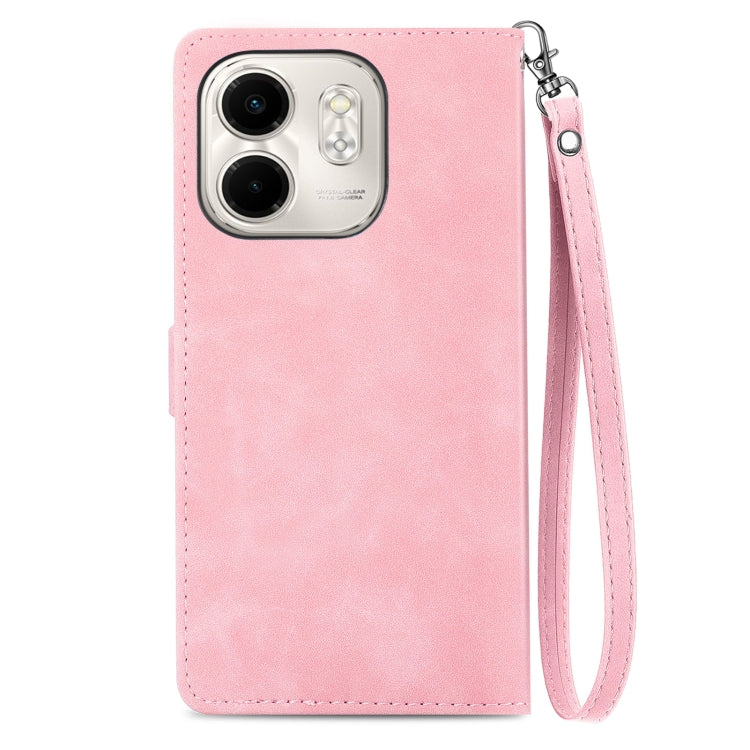 For Infinix Smart 9 Embossed Flower Zipper Leather Phone Case