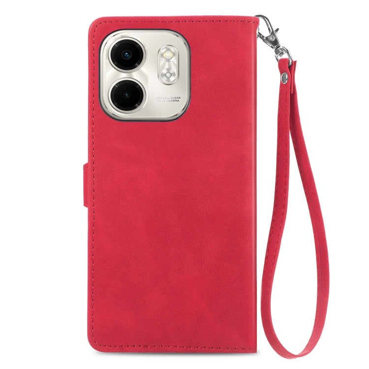 For Infinix Smart 9 Embossed Flower Zipper Leather Phone Case