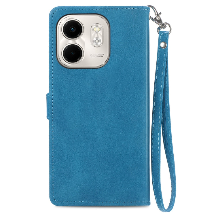 For Infinix Smart 9 Embossed Flower Zipper Leather Phone Case