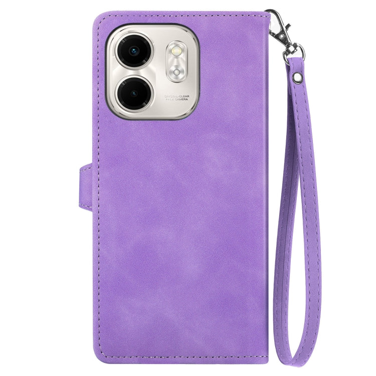 For Infinix Smart 9 Embossed Flower Zipper Leather Phone Case